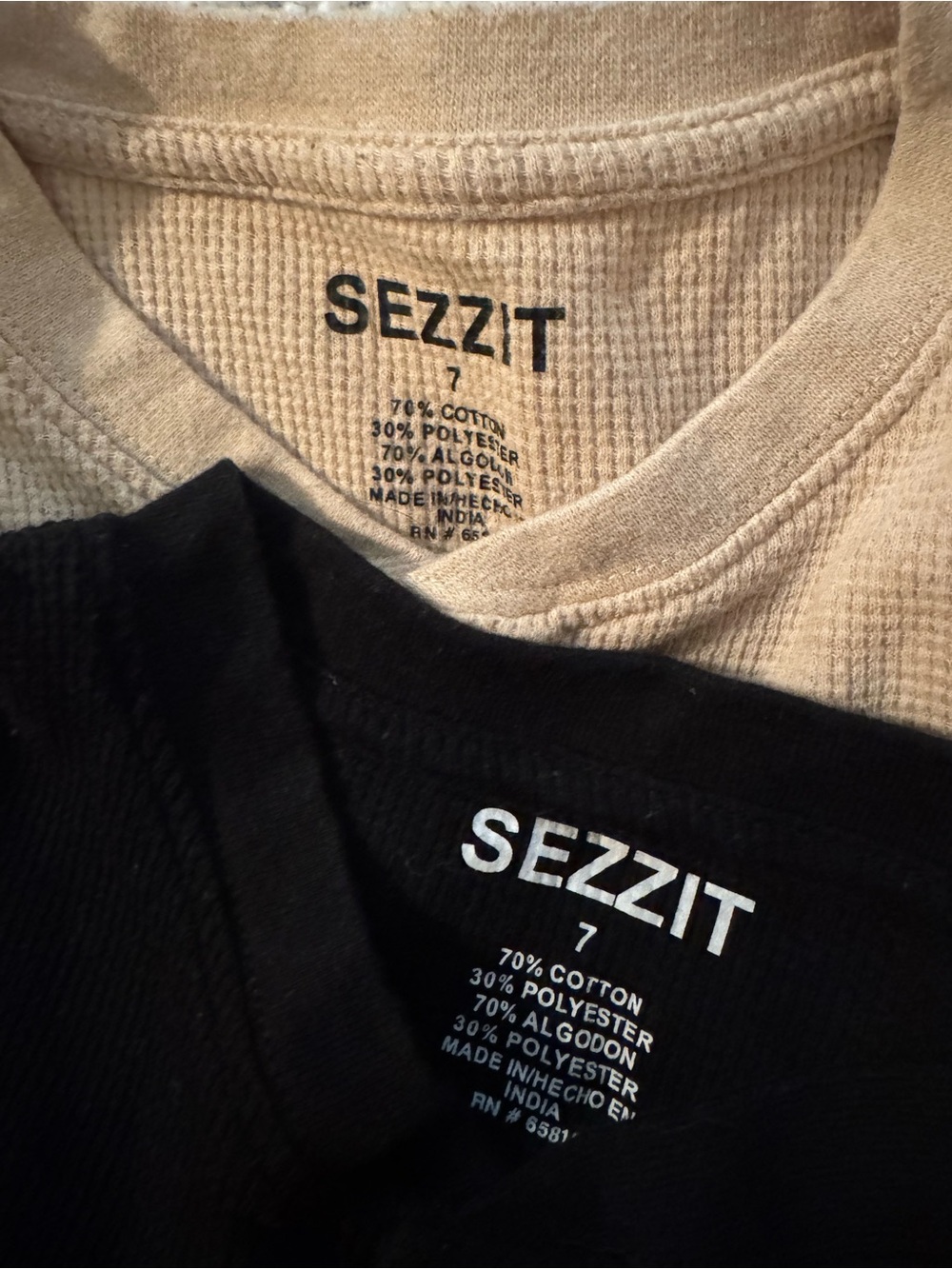 Boys Size 7 Crew Neck Shirt - Black and Beige Sezzit 2 Tops B18